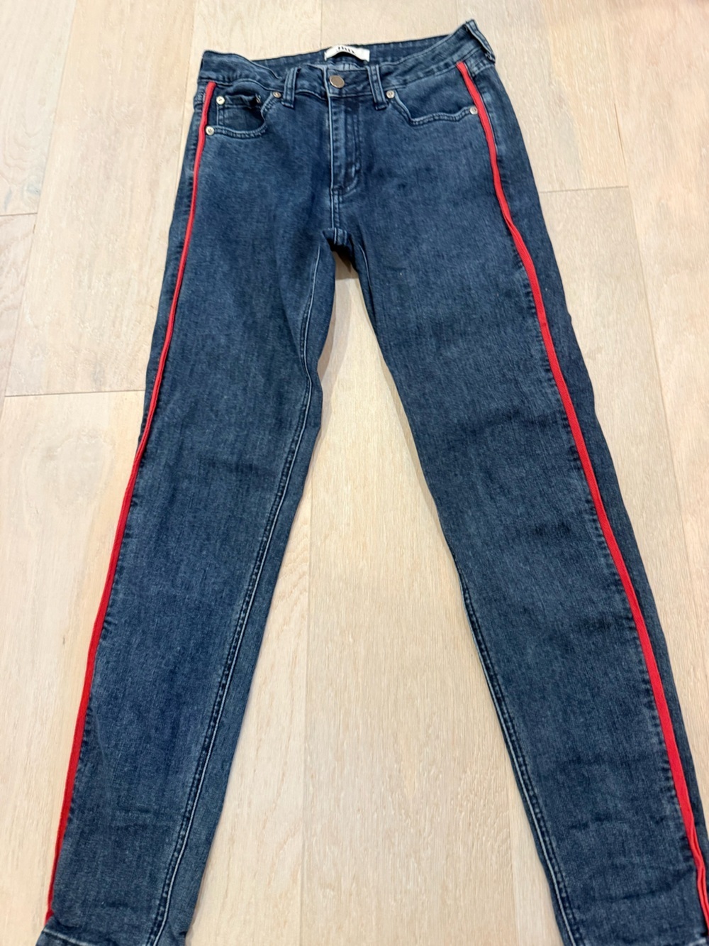 JBD Women’s Dark Blue Denim Jeans with Red Side Stripe
